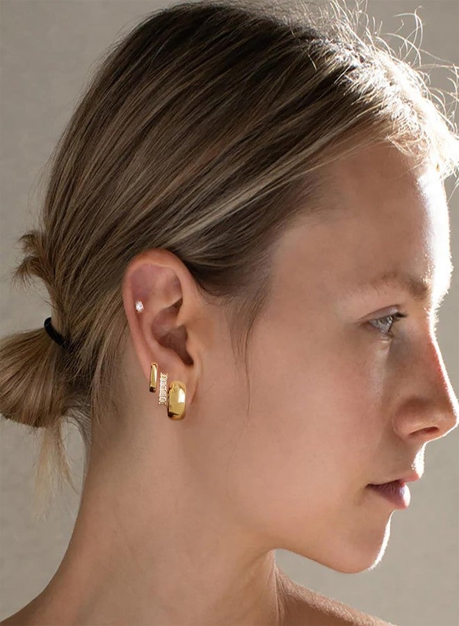 YOFECIO Small Gold Hoop Earrings for Women,Gold Huggie Hoop Earrings Hypoallergenic Trendy Dangle Cartilage Earring Sets for Multiple Piercing Lightweight Small Hoop Earrings Set for Women - Image 2